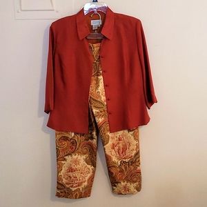 Shirt & pant set - evening /wedding wear. Copper shirt with beaded pants.